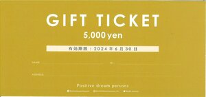 ★ポジティブドリームパーソンズ　ギフトチケット　5,000円　2024/6/30まで★