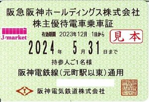 ★阪神電気鉄道　阪神　阪急阪神ホールディングス　株主優待乗車証　定期型　2024/5/31まで★