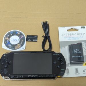 管理：040 SONY PSP1000 動作確認済み すぐ遊べるモンハンセット 電池新品　ケーブル　メモリースティック付き