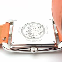 HERMES エルメス CC2.710 ケープコッド ドゥブルトゥール デイト スクエア クォーツ 革ベルト 腕時計 シルバー文字盤_画像4