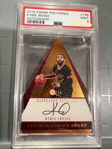 優勝年 16 PSA Mint 9 高級版直書/35 Die-cut Auto Panini Preferred Kyrie Irving カイリー・アービング NBA サイン バスケ Mavs All-star