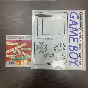 149 通電可 レトロ Nintendo 任天堂 GB GAMEBOY ゲームボーイ 本体 DMG-01 初代 箱付 ソフト付 やくまん 麻雀 マージャン