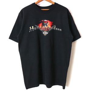 00s USA製 HOLOUBEK HARLEY-DAVIDSON ハーレーダビッドソン 両面プリント Tシャツ(メンズ L)ブラック