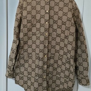 グッチ 銀座ドーバー店購入 GUCCI Maxi GGオーバーサイズキャンバスシャツ 定価231,000円 限定品 検 ブルゾン ジャケットの画像5