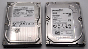 HDD Seagate 1000GB Hitachi 500GB SATA CristalDiskInfo 正常　Format済