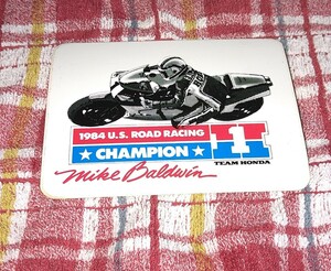 【1984年 記念品】#1 マイク ボールドウィン ステッカー TEAM アメリカン ホンダ AMAスーパーバイク US ナショナル F1クラス チャンピオン