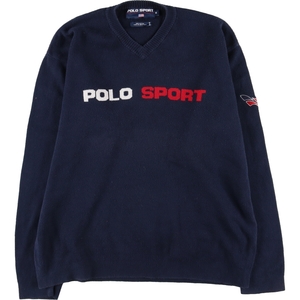 古着 ラルフローレン Ralph Lauren POLO SPORT ポロスポーツ Vネック コットンニットセーター メンズM /eaa399288