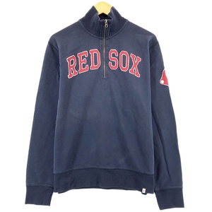 古着 FORTY SEVEN MLB BOSTON RED SOX ボストンレッドソックス 袖ワッペン ハーフジップスウェットシャツ トレーナー メンズL /eaa389737