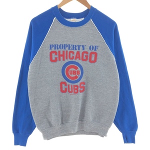 古着 80年代 sportswear MLB CHICAGO CUBS シカゴカブス プリントスウェットシャツ トレーナー USA製 メンズXL ヴィンテージ /eaa390988