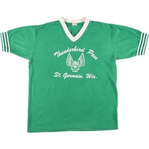 古着 80年代 sports wear Vネック 半袖 プリントTシャツ USA製 メンズM ヴィンテージ /eaa427753