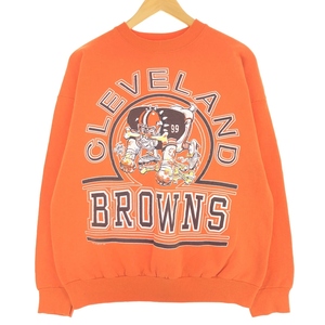 古着 SATURDAY'S HERO NFL CLEVELAND BROWNS クリーブランドブラウンズ プリントスウェットシャツ トレーナー USA製 メンズXL /eaa431464