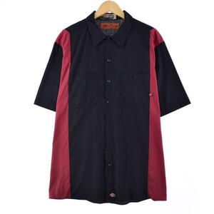 古着 ディッキーズ Dickies 半袖 ツートン ワークシャツ メンズXXL /eaa249398 【LP2311】