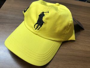 ポロラルフローレン　Cap Polo Ralph Lauren 帽子　キャップ　イエロー　黄色　黒　ロゴ 刺繍入　男女用　フリーサイズ　