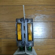 廃盤貴重品 アキワールド クリアフラットペダルPD-WG-138 CATEYE反射板付き[CLEAR PLATFORM PEDAL クリア/グリーン]_画像3