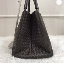 ボッテガヴェネタ BOTTEGA VENETA 編み込み イントレチャート トートバッグ メンズ ビジネス 大容量 A4 レザー 革 ブラウン_画像3