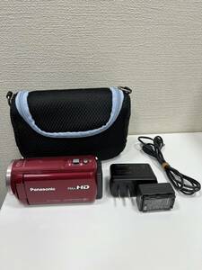 【SYC-3242】1円スタート Panasonic パナソニック HC-V550M ビデオカメラ 通電のみ確認済み レッド 付属写真参照 中古 保管品