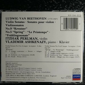 c（西独盤）パールマン ベートーヴェン ヴァイオリン・ソナタ第5番、第9番 アシュケナージ Perlman Ashkenazy Beethoven W.Germanyの画像2