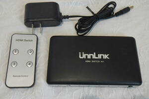 [Unnlink] 4x1 HDMI2.0 セレクター 4入力1出力 リモコン付き