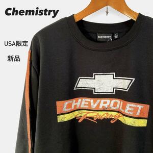 【激レア】シボレー CHEVROLET スウェット L ブラック メンズ シボレーレーシング 裏起毛 プリント ロゴ トレーナー スポーツカー 黒