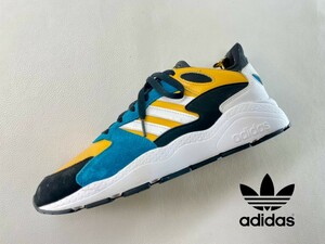  именная техника ..!.8239 иен!90's Tec дизайн! Adidas [ Adi Chaos ] высококлассный low cut спортивные туфли! желтый × голубой × черный 27.5cm/US9.5