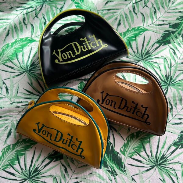 新品未使用 黒色×黄緑色 ボンダッチ Von Dutch ミニバック クラッチバック