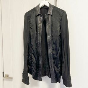 JULIUS 09AW 277SHM2 コンビネーションシャツ レザーパイピングシャツ size1 ユリウスの画像1