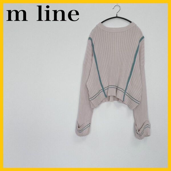 mline エムライン レトロ クルーネックニットトップス レディース セーター 古着 セーター ブラウン ベージュ GRL