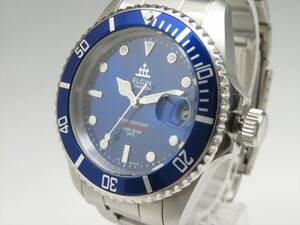 ◆◇ELGIN エルジン FK-531N-SL AUTOMATIC DEEPSEA 自動巻 デイト ブルー文字盤 回転ベゼル 稼働品◇◆