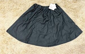 Mサイズ　合皮　ミニスカート　フレアスカート　ブラック　丈48.5cm