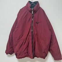 90s NIKE ナイキ 中綿 ジャケット 黒 赤 リバーシブルMサイズ_画像6