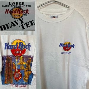 ハードロック カフェ 半袖Tシャツ 背面デザイン 白 横浜 ギター 船 L
