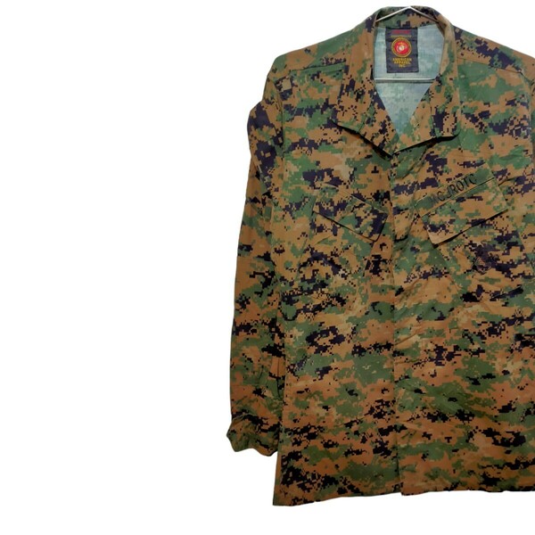 古着　アメリカ軍　usmc　長袖シャツ　フィールドシャツ　迷彩　デジタルカモ　アメリカンアパレル　00s