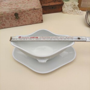 ◆フランス蚤の市直送◆ソーシエール モノグラム パリ窯 磁器 Sauciere Porcelaine Blanche Initial Parisの画像8