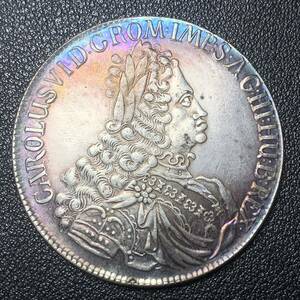 銀貨　古銭　オーストリア帝国　1724年　 カール6世　クラウン　国章　イーグル　コイン　硬貨　貿易銀