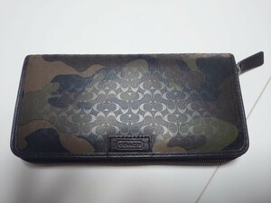 【未使用/現状品】COACH 長財布スライドジッピーウォレット/迷彩柄