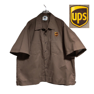 USA製 RIVERSIDE 半袖ワークシャツ size 2XL オーバーサイズ ブラウン ゆうパケットポスト可 胸 ワッペン UPS 古着 洗濯 プレス済 ｄ12