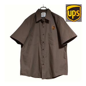 TWINHILL short sleeves work shirt size XL oversize Brown .. packet post possible . badge UPS old clothes laundry Press settled d31