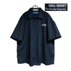 CiNTAS 半袖ワークシャツ size 3XL オーバーサイズ ネイビー ゆうパケットポスト可 胸 ワッペン WAL★MART 古着 洗濯 プレス済 e03