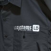 Dickies 半袖ワークシャツ size L ブラック 裾タグ ピスネーム ゆうパケットポスト 胸 背中 ロゴ 刺繍 LD SYSTEMS 古着 洗濯 プレス済 ｄ26_画像3