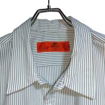 REDKAP 半袖ワークシャツ 3XL オーバーサイズ グリーン ホワイト ストライプ ゆうパケットポスト 胸 刺繍 CENTRAL 古着 洗濯 プレス済 ｄ86_画像2