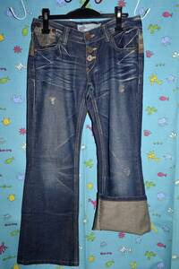 REDPEPPER red pepper * damage Denim pants front button size :W-28( used )