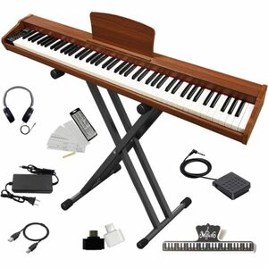 木製 電子ピアノ スタンドセット Longeye ロンアイ 電子ピアノ 88鍵盤 スタンド付き　ウォールナット
