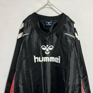 hummel ヒュンメル　ナイロンプルオーバージャケット　ロゴプリント　ストライプ　サイズO