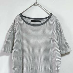 Calvin Klein Jeansカルバンクライン 半袖Tシャツ　ボーダー柄　文字ロゴプリント　リップル生地　サイズXL