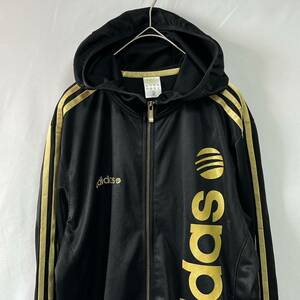 adidas neo(アディダス ネオ) ジップアップ　トラックジャケット　パーカー　ジャージ　ゴールドロゴ　スリーストライプ　サイズM