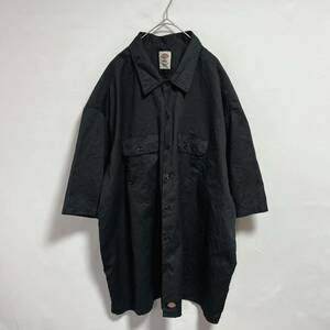 Dickies ディッキーズ　ワークシャツ　半袖シャツ ワンポイントロゴ　ブラック　ビッグサイズ4XL オーバーサイズ　ビッグシルエット