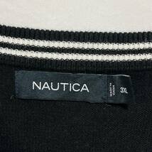 NAUTICAノーティカ　Vネック セーター コットン　ビスコース　ブラック ワンポイントロゴ刺繍　ストレッチ ビッグサイズ3XL オーバーサイズ_画像4