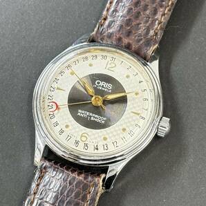 101104-01 オリス ORIS ポインターデイト 17石 手巻き HW 動作 3027285B 革 レザーベルト ステンレス メンズ腕時計 １円～の画像1