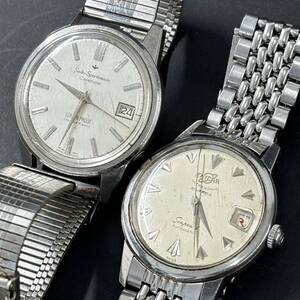 101116-06　セイコー　SEIKO　ENICAR　エニカ　ウルトラソニック　自動巻き　2本まとめ売り　19石　SS　ジャンク　メンズ腕時計　１円～