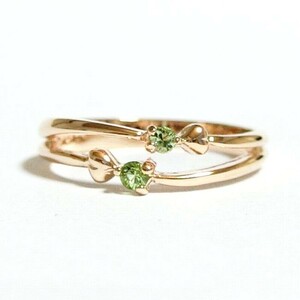 5 number Pinky Swarovski crystal SILVER925 double Heart peridot pink gold ring ring lady's 